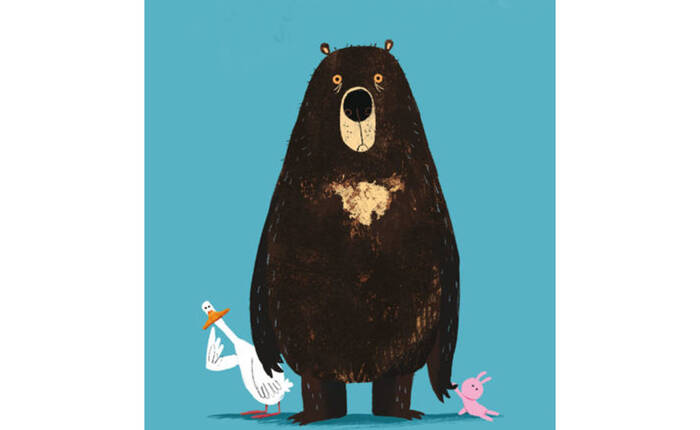 Disegno di un orso con un'oca e una maialina