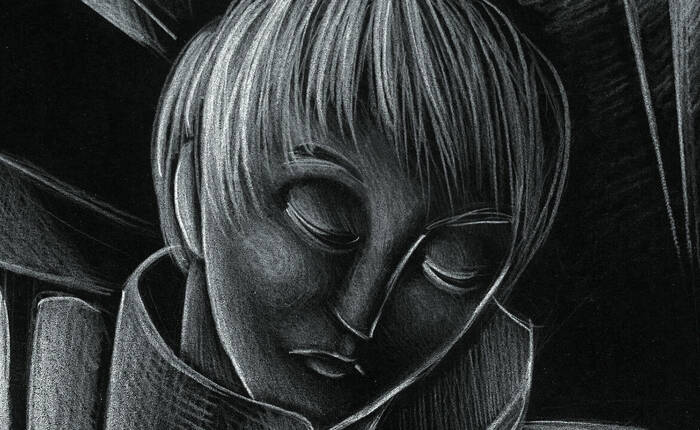 Illustrazione di Marta Bianchi per il racconto "Il Mantello" di Buzzati