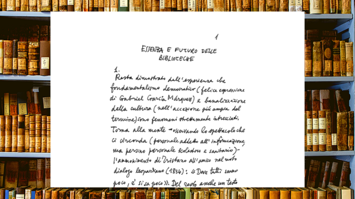 pagina del testo manoscritto