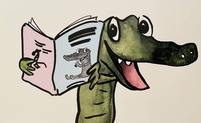 Disegno di un serpente con un libro