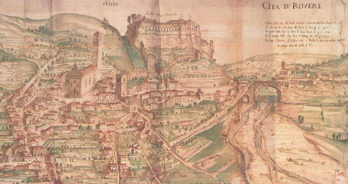 "Cita d'Rovere" [1620 cira] disegno probabilmente di Giuseppe Maffeotti-Floriani, parte dell'opera di M. Burgklechner "Tyrolischen Adlers erste Beschreibung..." (Vienna, Staatsarchiv, W 231, Bd 9)