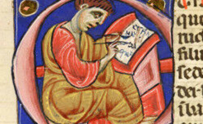 capolettera tratto dalla Bibbia Bassetti, XII sec. Foto Luciano Palombi-Biblioteca comunale di Trento