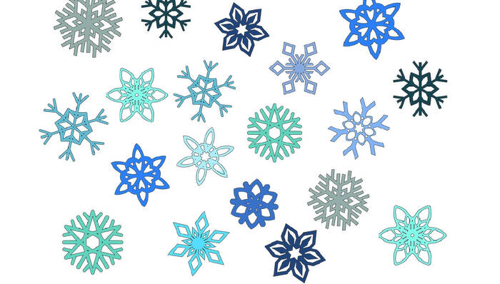 particolare della locandina con disegni di critalli di neve