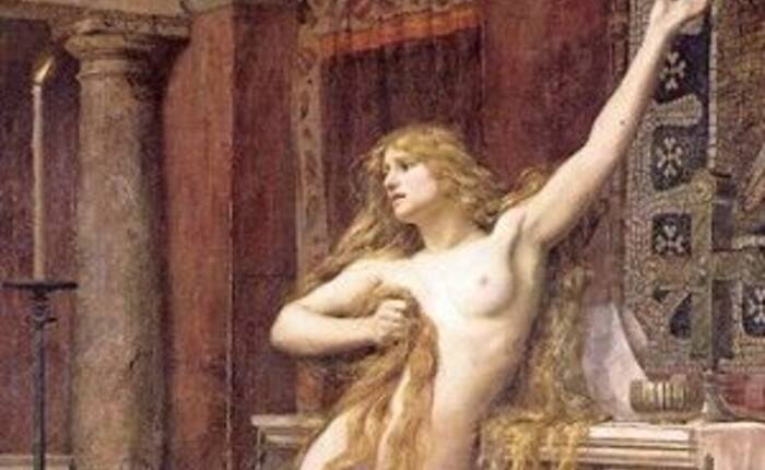 particolare del quadro "Hypatia" di Charles William Mitchell, 1885