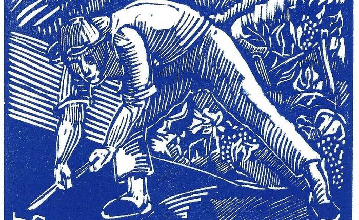 Comtadino che lavora nei campi, stampa