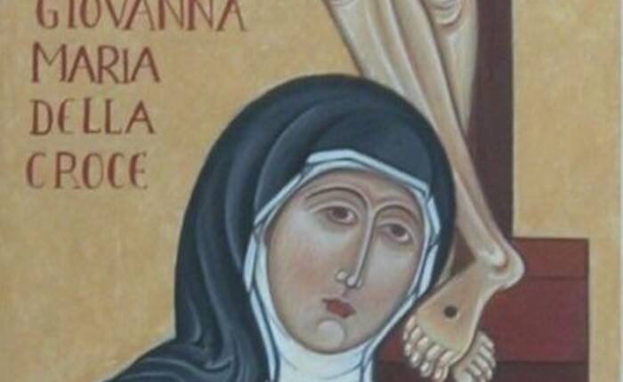 Venerabile Giovanna Maria della Croce. Icona del LABORATORIO ICONOGRAFICO della Scuola Media "D. Chiesa" di Rovereto (misure: 23x35 cm; tecnica: tempera all’uovo); (2003)