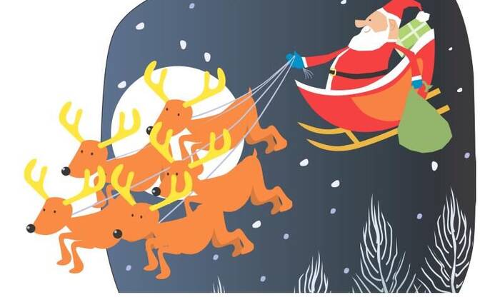 babbo natale sulla slitta - disegno