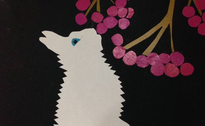 Lepre e salice con gemme - Illustrazione della poesia "Marzo" da ed. Disegnograve 2015