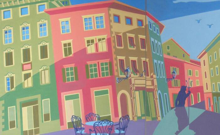 particolare dell'opera di Sandro Giordani esposta in Biblioteca