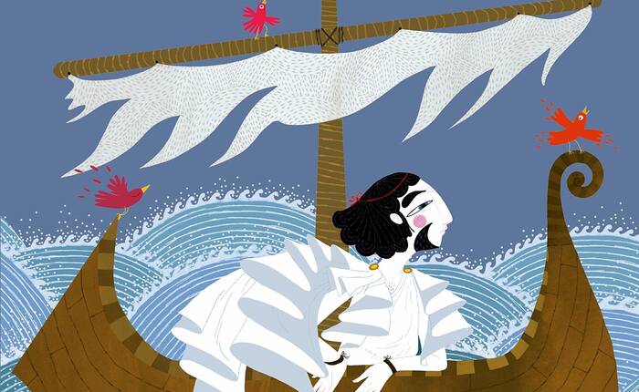 particolare della copertina del libro " Odissea. Il viaggio di Ulisse" di C. Gastaut. Illustrazione di F. Rachmuhl