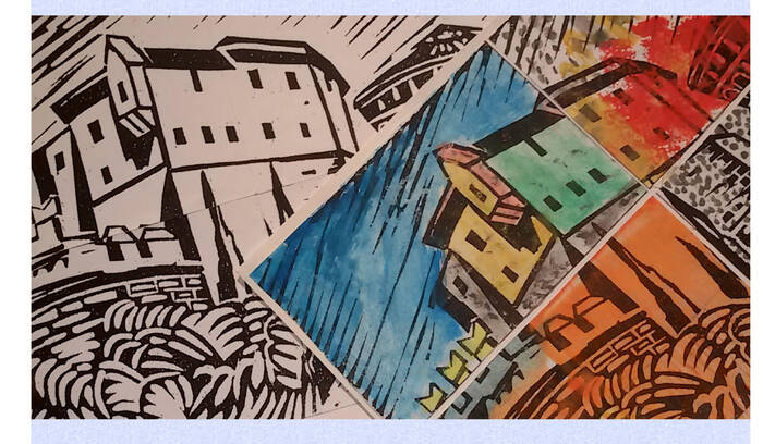 il castello di Rovereto in un stampa artistica