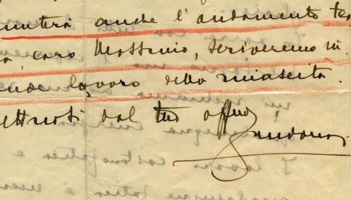 particolare di lettera autografa di Riccardo Zandonai