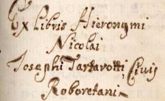 Nota di possesso di Girolamo Tartarotti