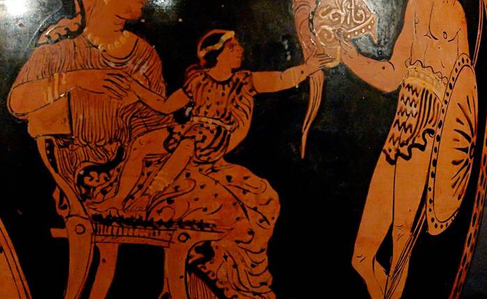 Ettore, Andromaca e Astianatte - vaso greco