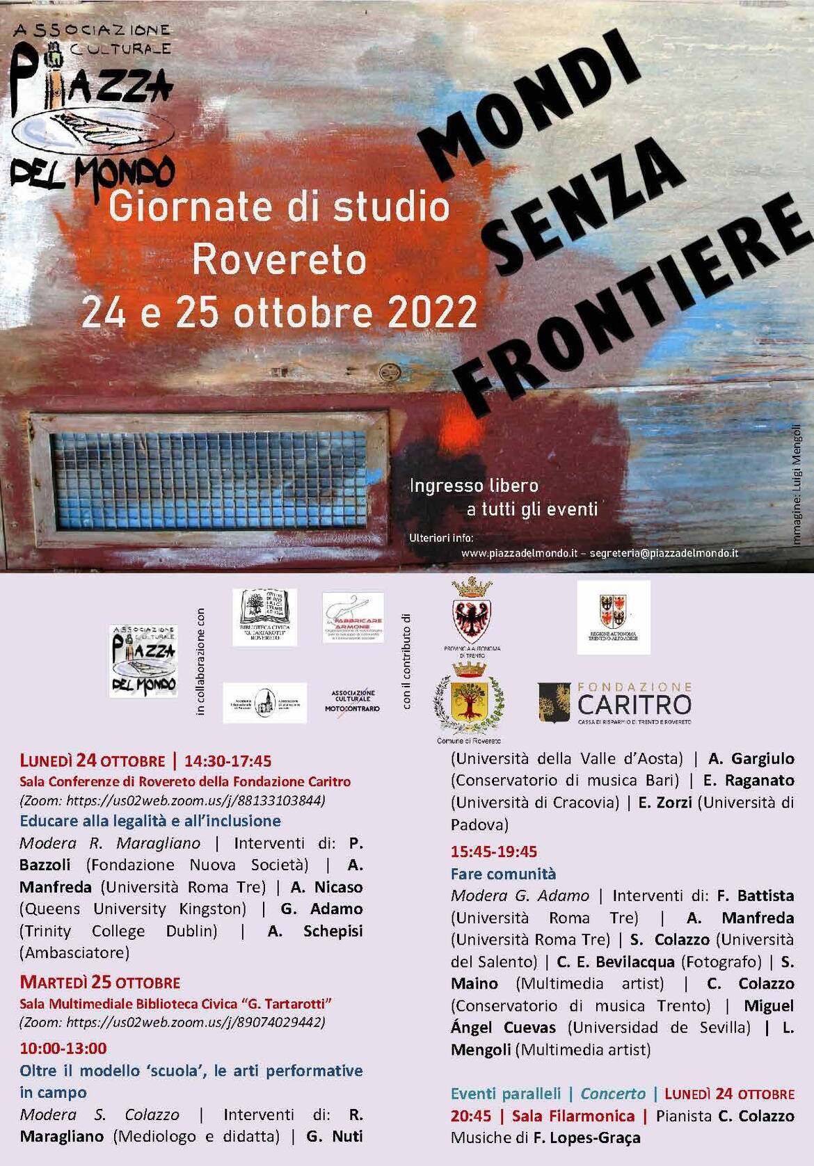 Locandina Giornate studio - Mondi senza frontiere