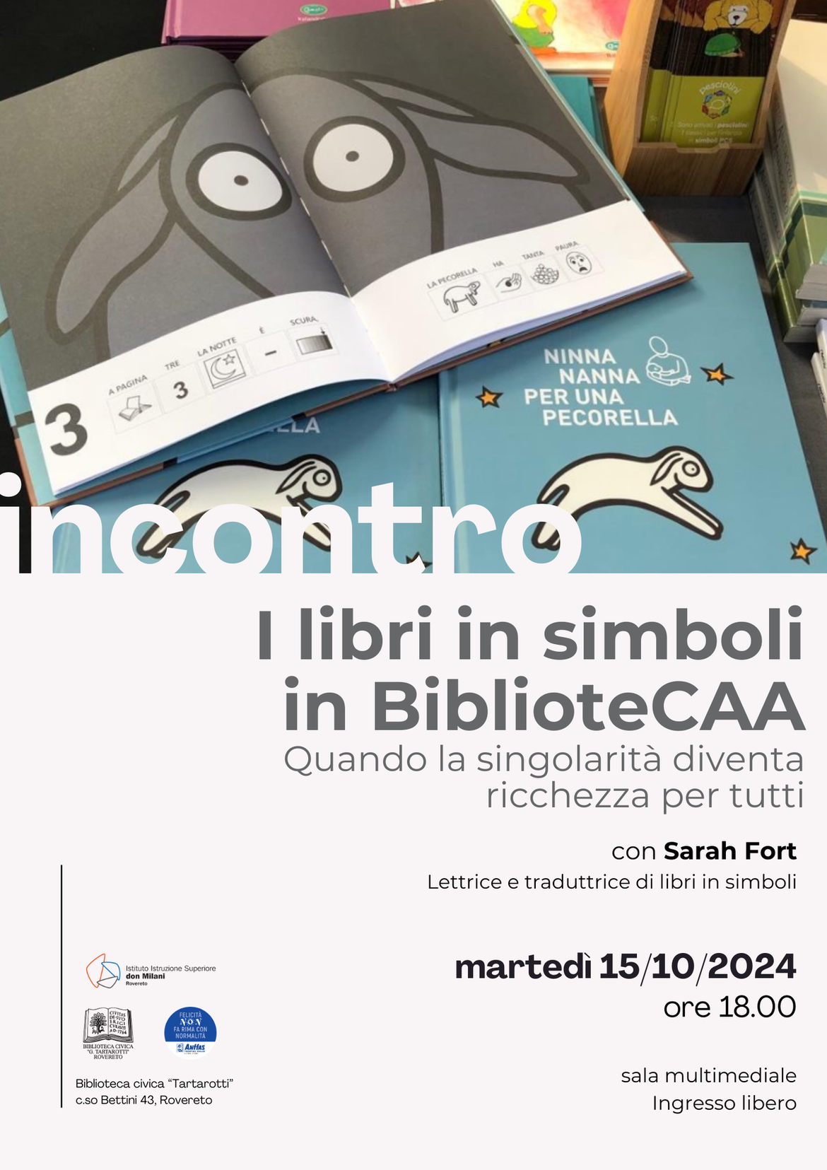 Locandina I libri in simboli in biblioteCAA