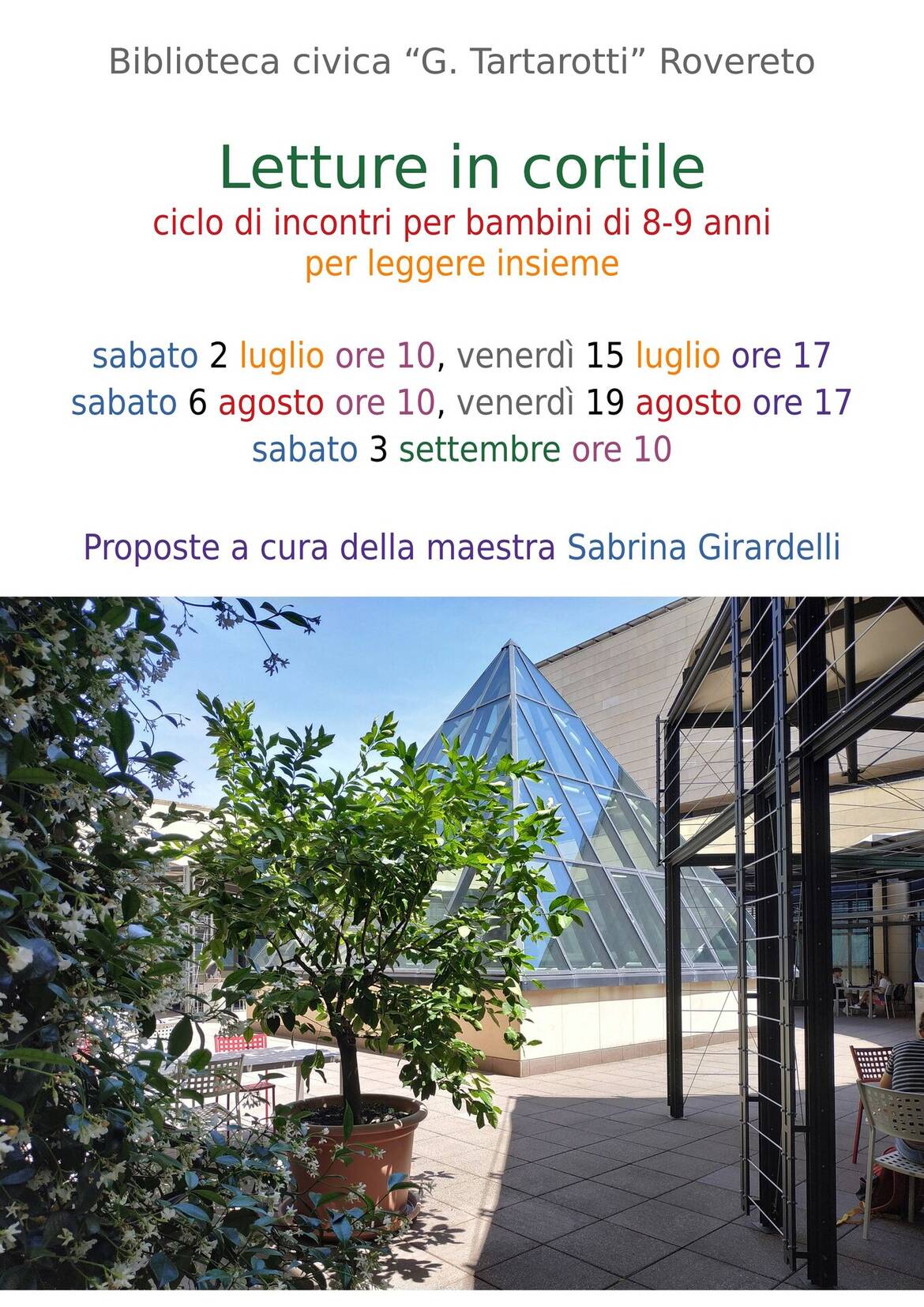 Locandina letture in cortile