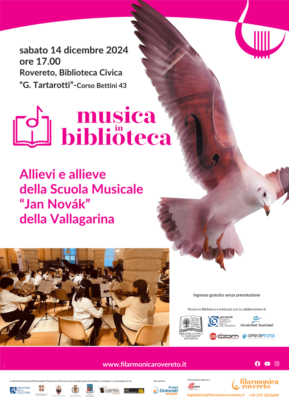 Locandina musica in biblioteca dicembre